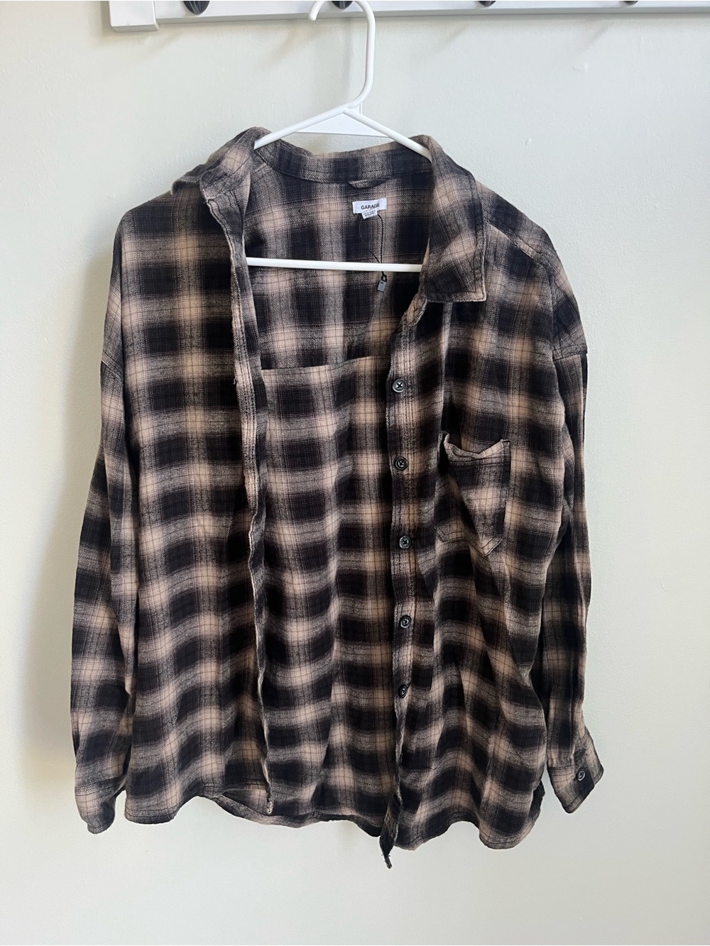 GARAGE Casual Plaid Button-Up Shirt - Black and Brown